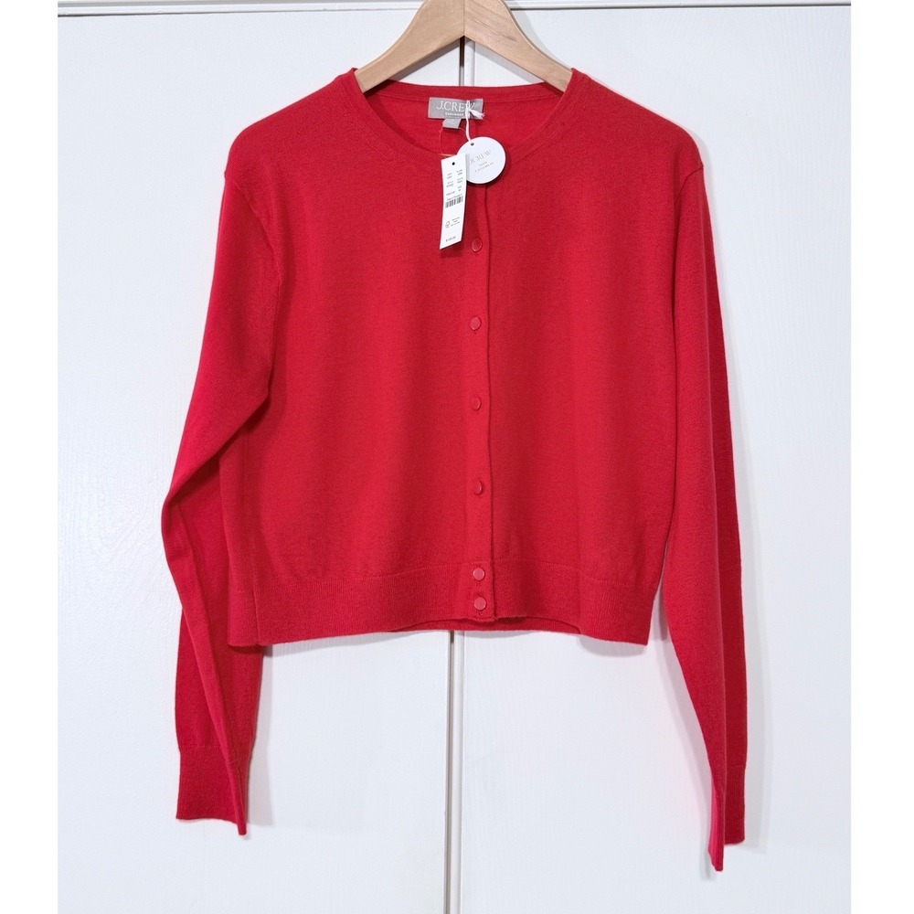 NWT J. Crew Sz M Featherweight Cashmere Cardigan BZ400 $128